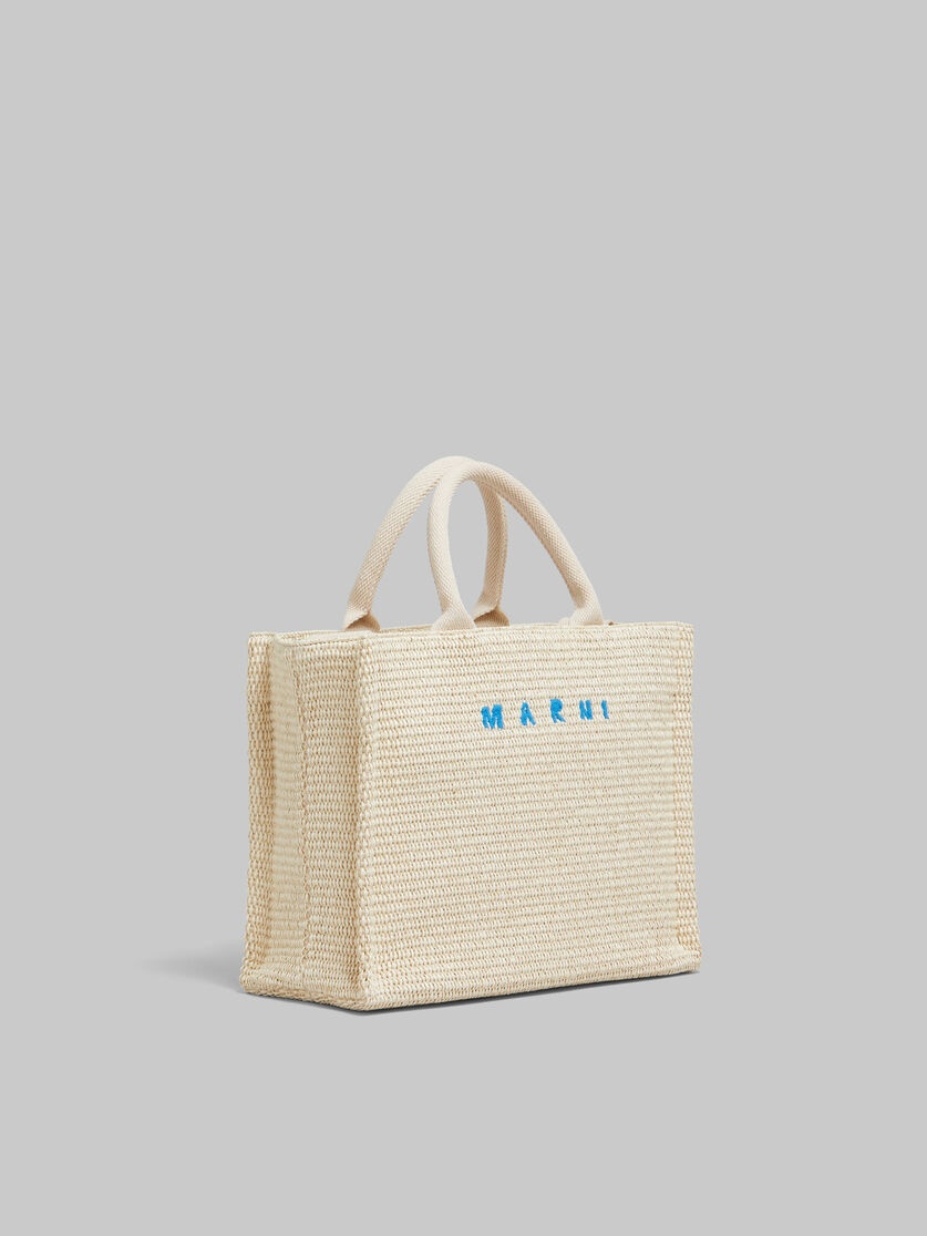 WHITE RAFFIA-EFFECT SMALL TOTE BAG - 6