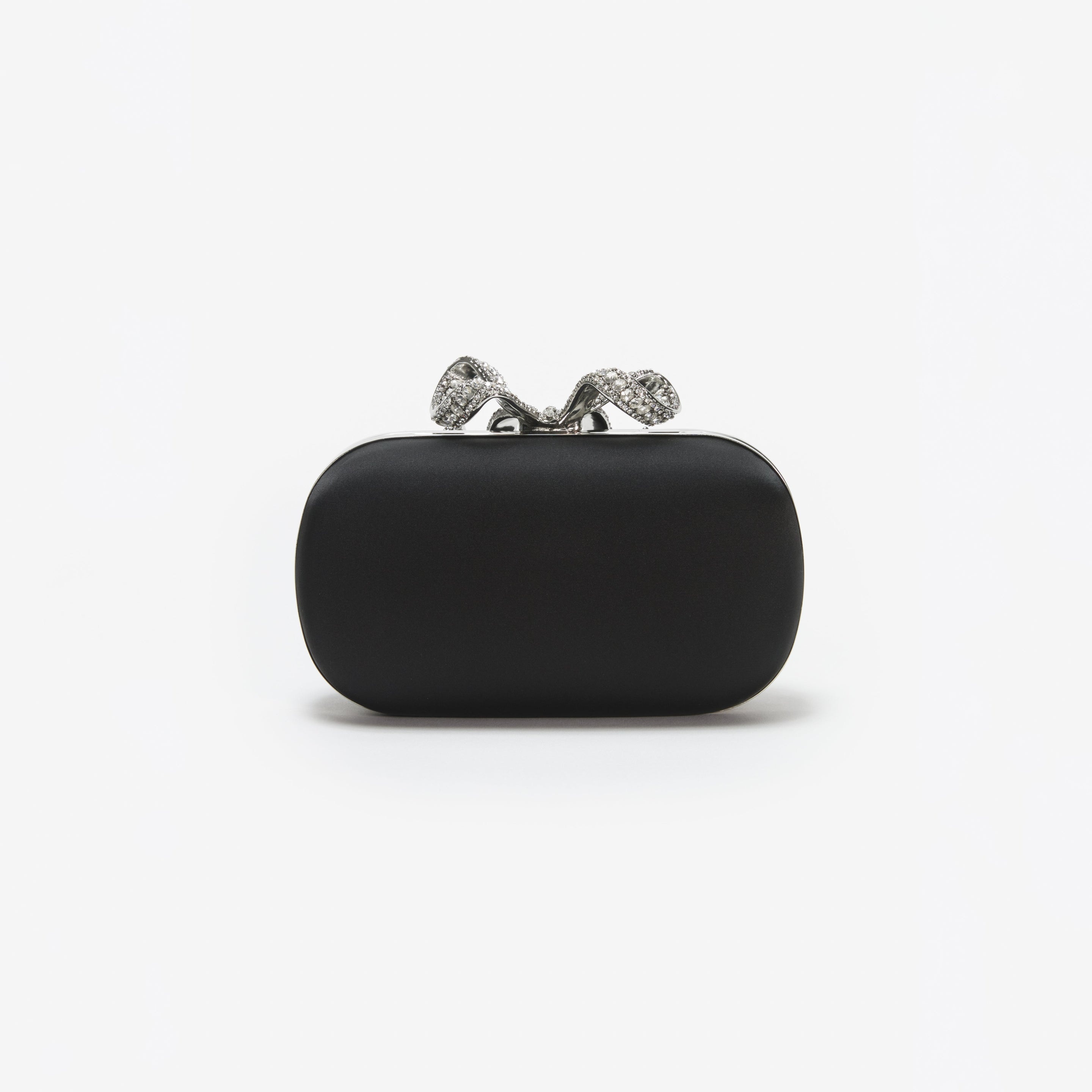 Black Satin Bow Clutch - 3