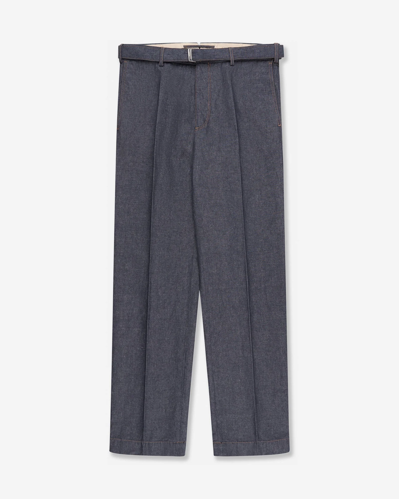 Straight fit stretch cotton and linen trousers - 1