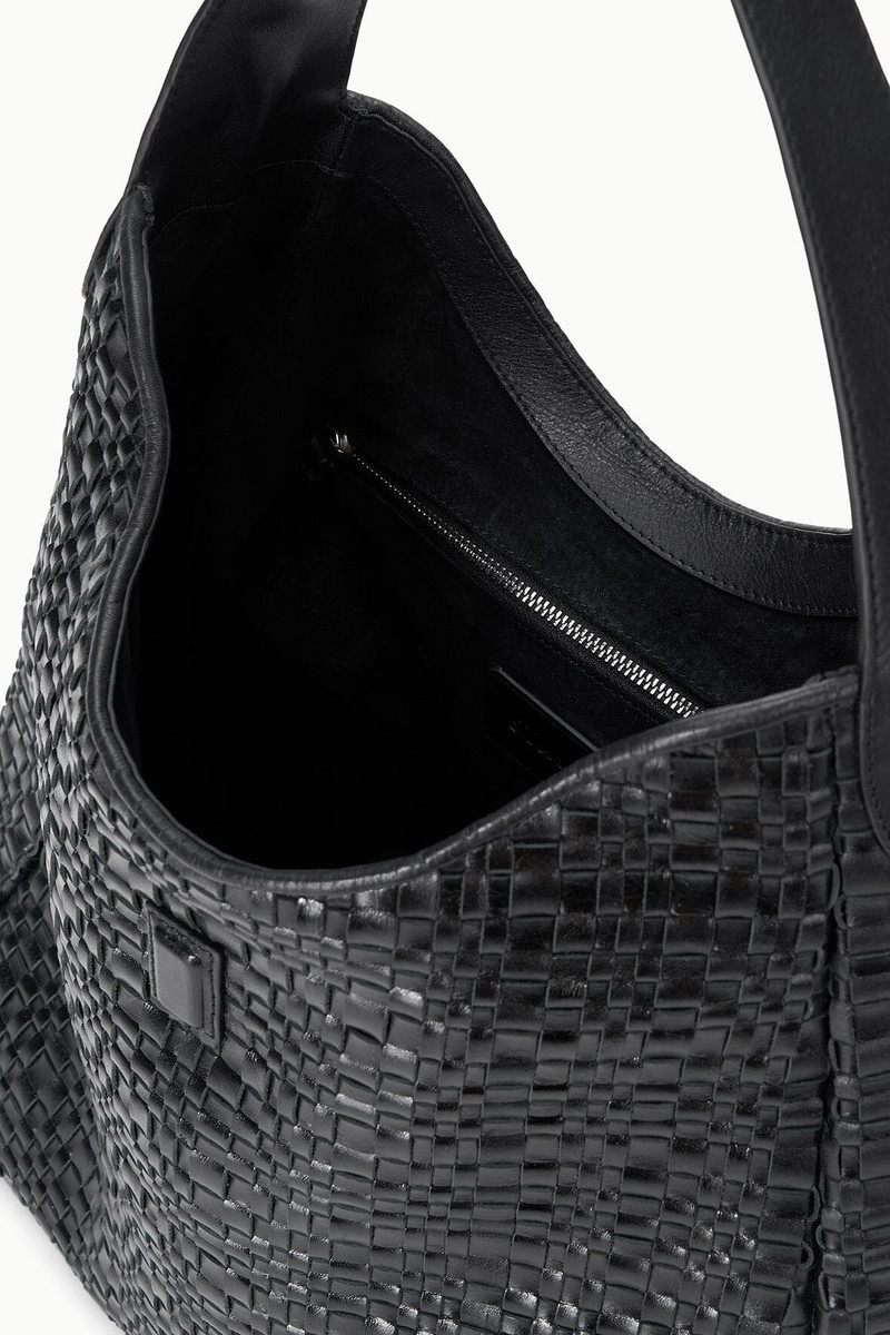 STAUD MAYA HOBO BAG BLACK WOVEN 7