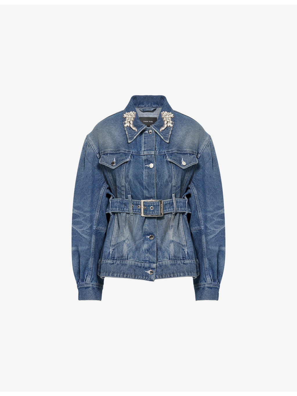 Embellished Belted Denim Jacket - 1