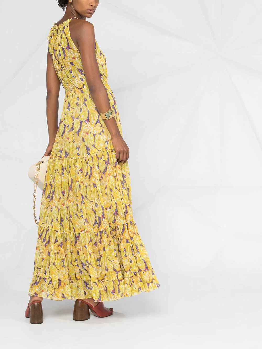 floral silk tiered maxi dress - 4