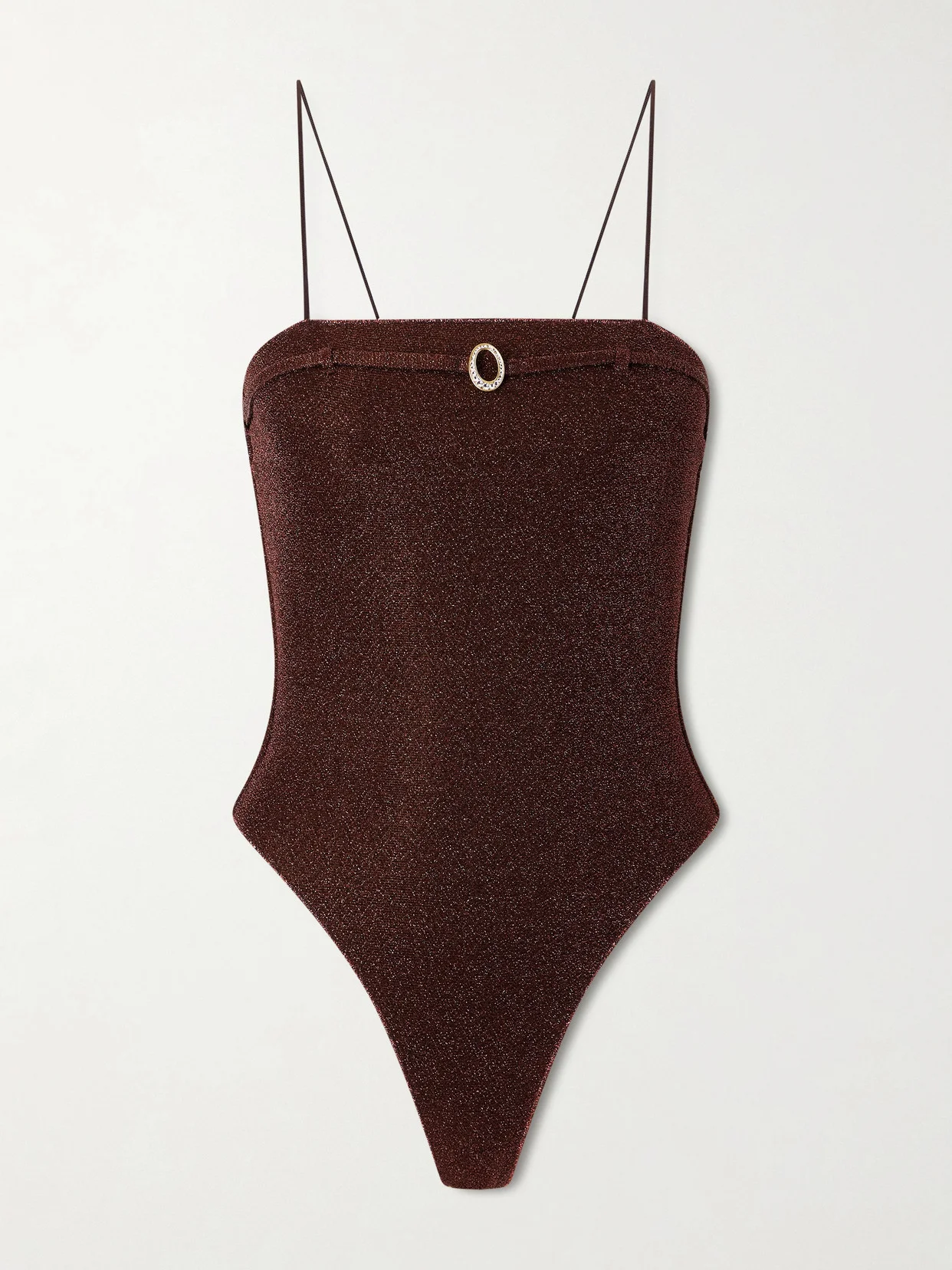 Lumière Micro Belt Embellished Metallic Swimsuit - 1