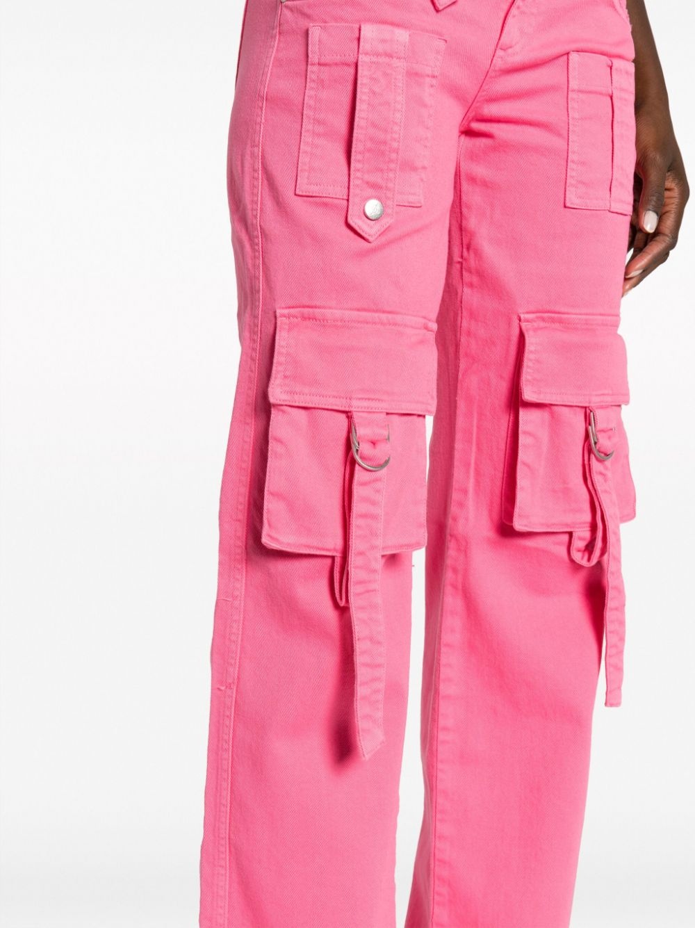 logo-patch flared cargo jeans - 5