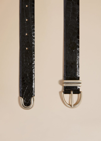 KHAITE The Bambi Belt in Black Croc-Embossed Leather with Silver outlook