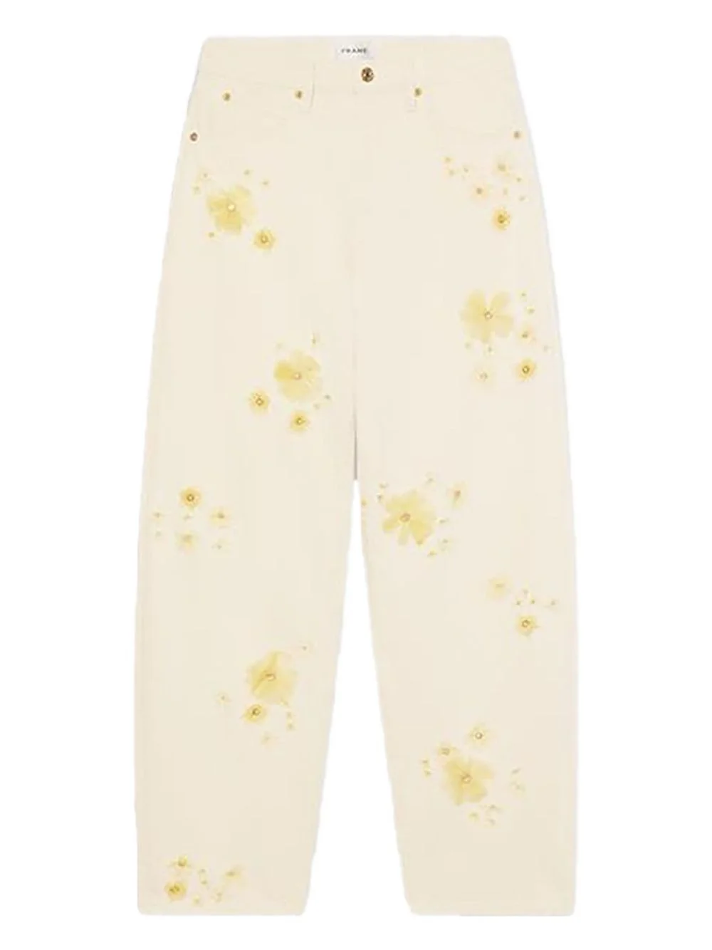 floral-embellished jeans - 1