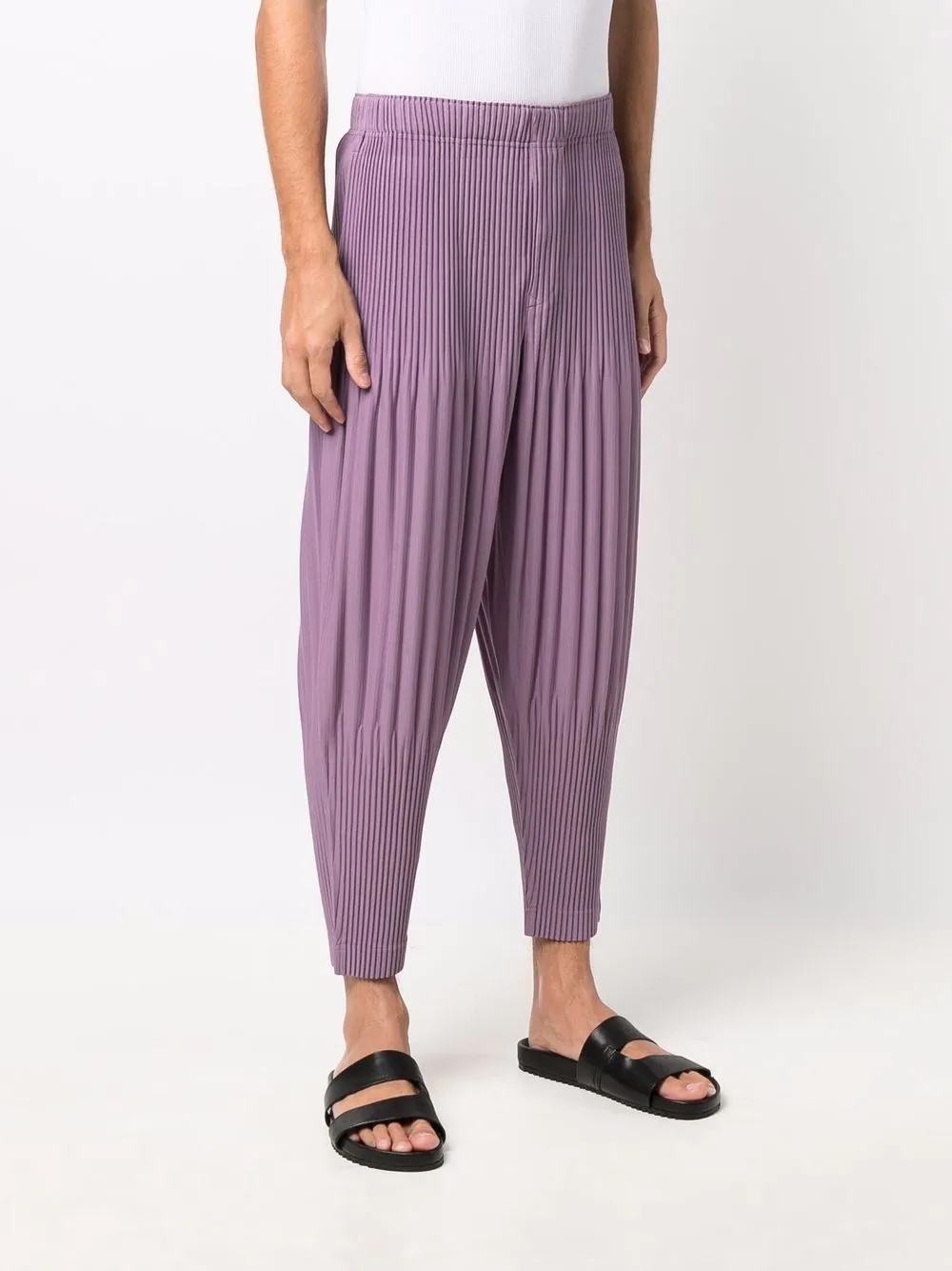 micro-pleated tapered trousers - 3