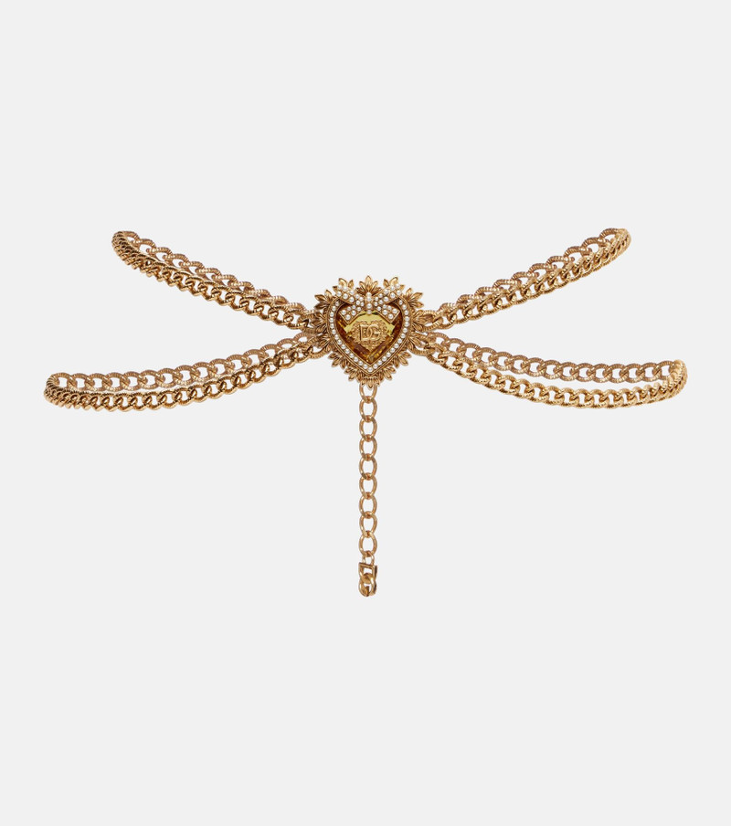 DG faux pearl-embellished chain belt 1