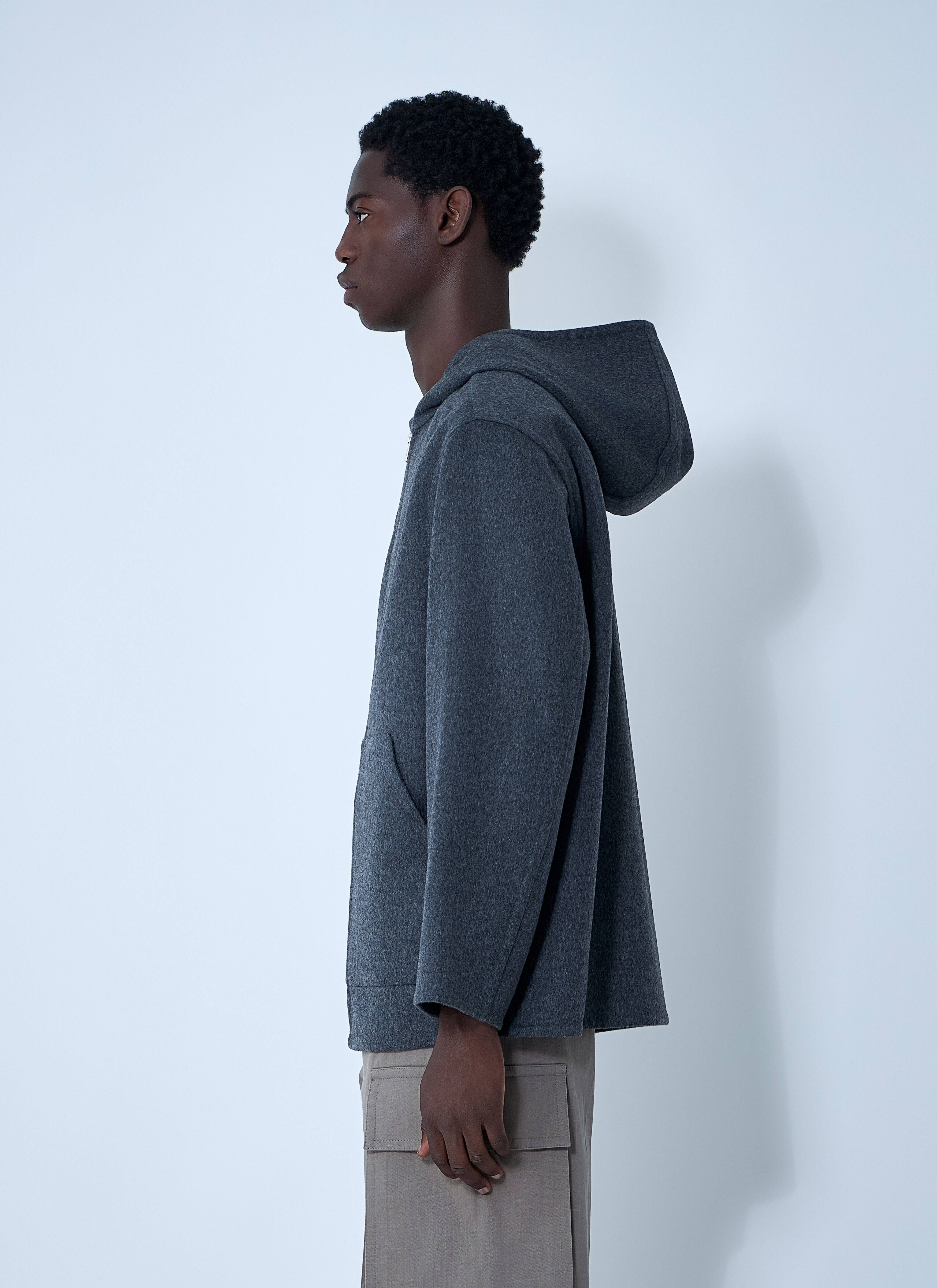 Double Face Wool Hooded Jacket - 3