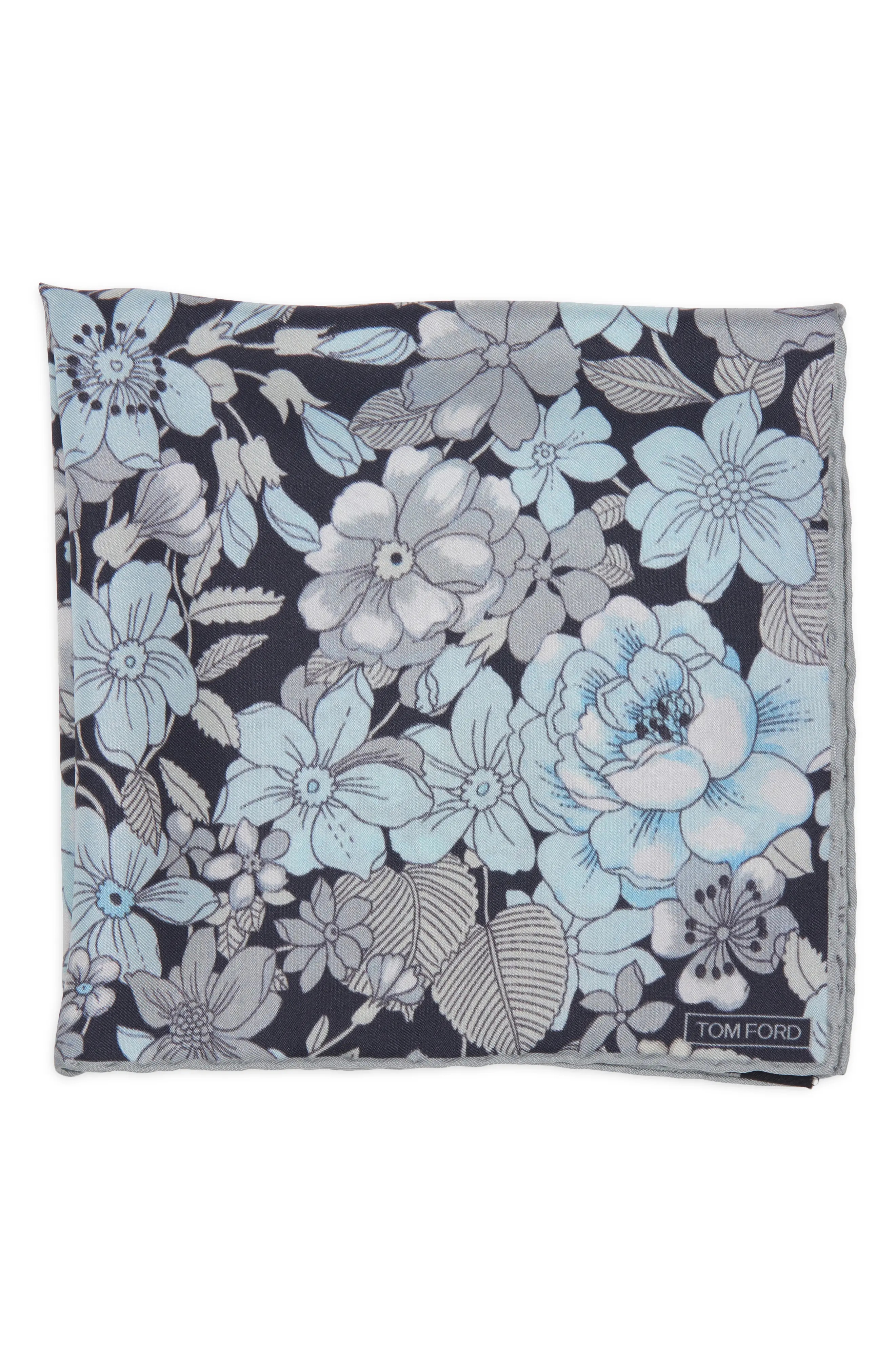 Floral Print Mulberry Silk Pocket Square - 1