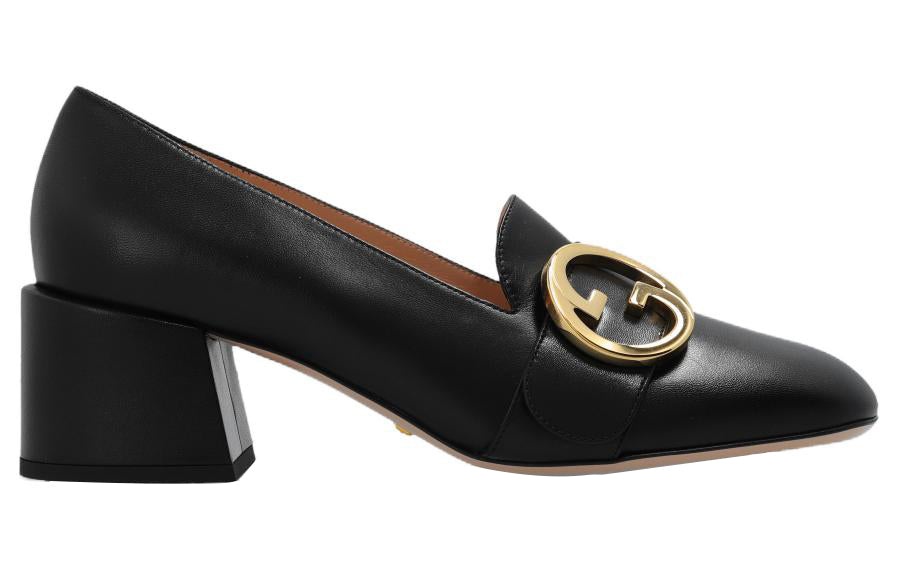 (WMNS) Gucci Blonde Mid-Heel Pumps 'Black' 700053-C9D00-1000 - 2