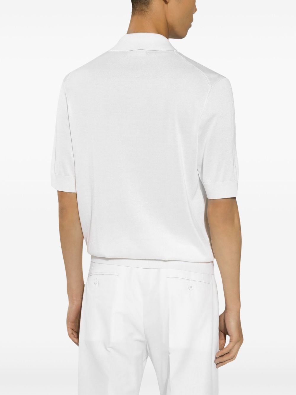 logo-embroidered silk polo shirt - 4