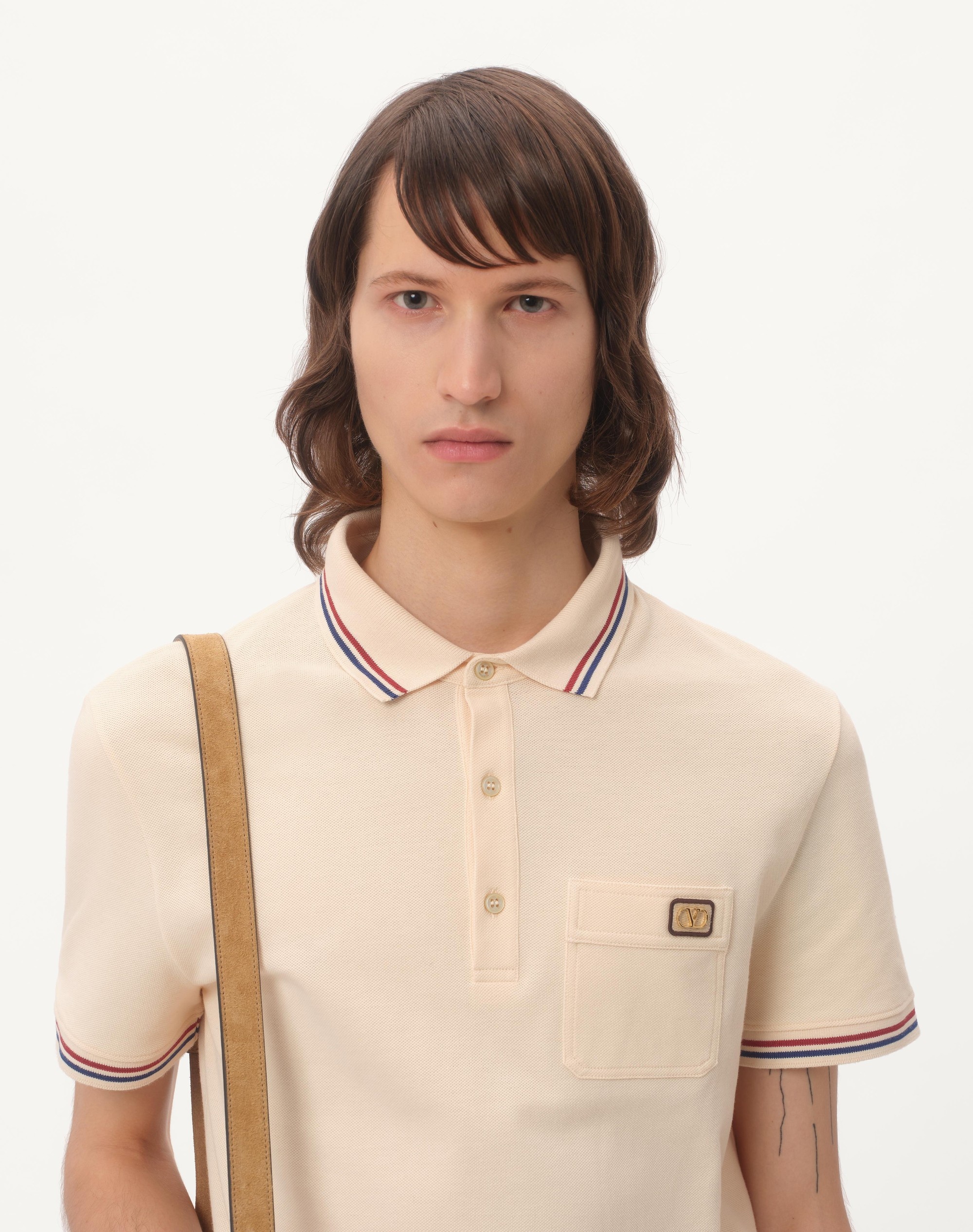 COTTON PIQUÉ POLO SHIRT WITH VLOGO PATCH - 5