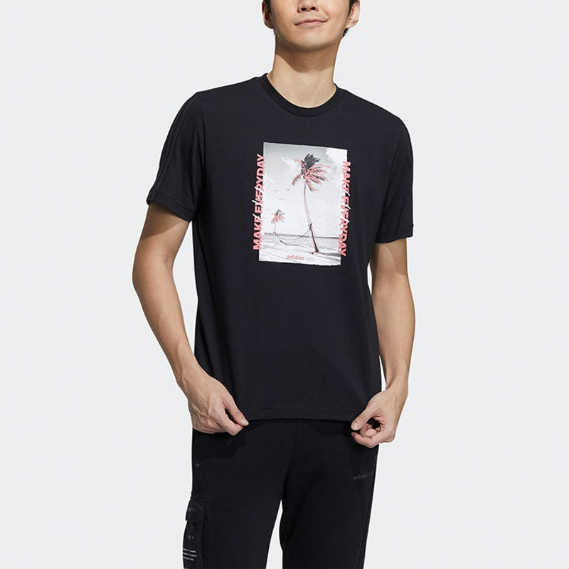 adidas adidas neo Athleisure Casual Sports Round Neck Short Sleeve Black GP5692 outlook