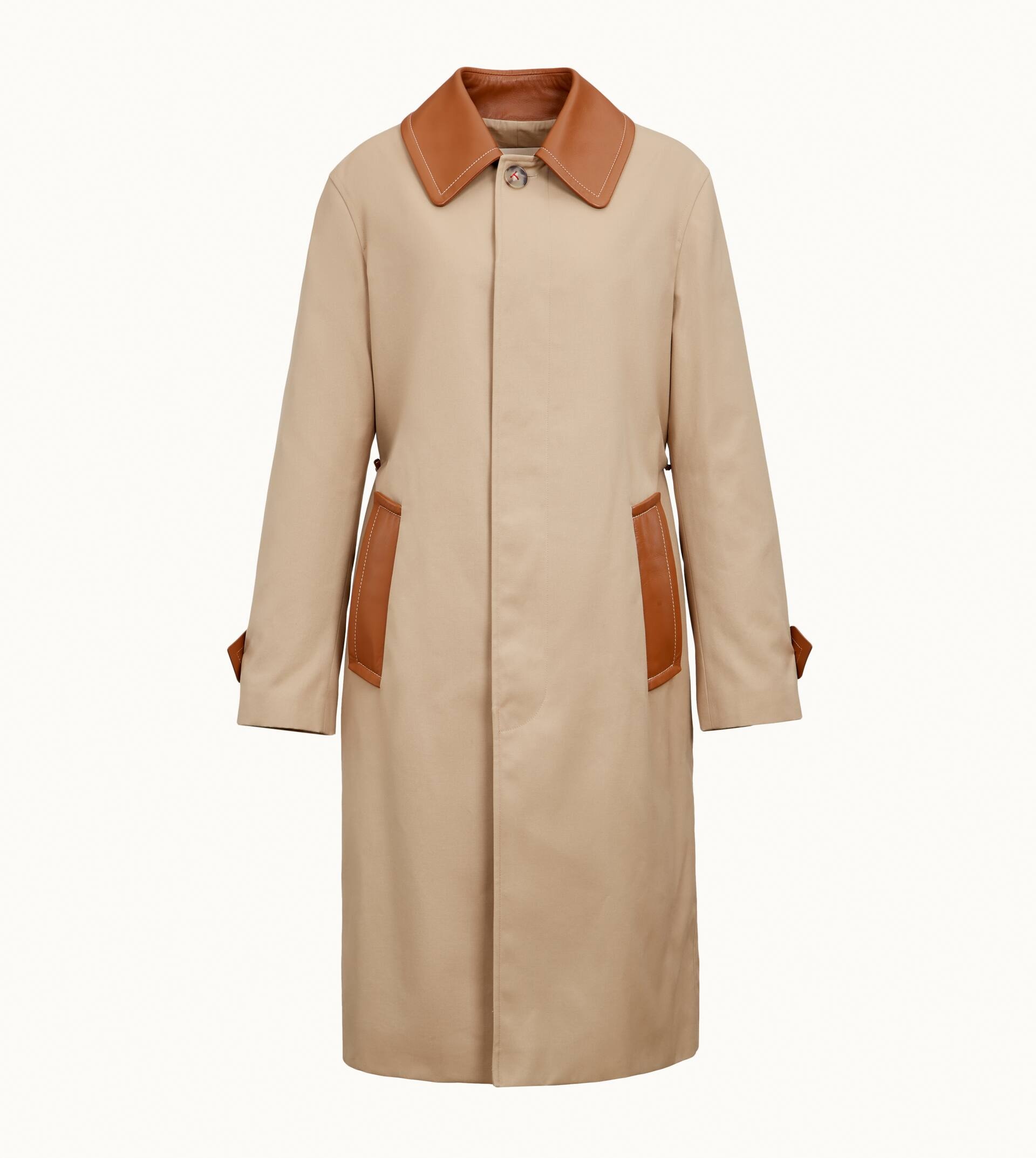 TRENCH COAT WITH LEATHER INSERTS - BEIGE - 1
