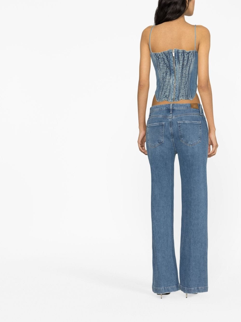 cropped denim bustier top - 3