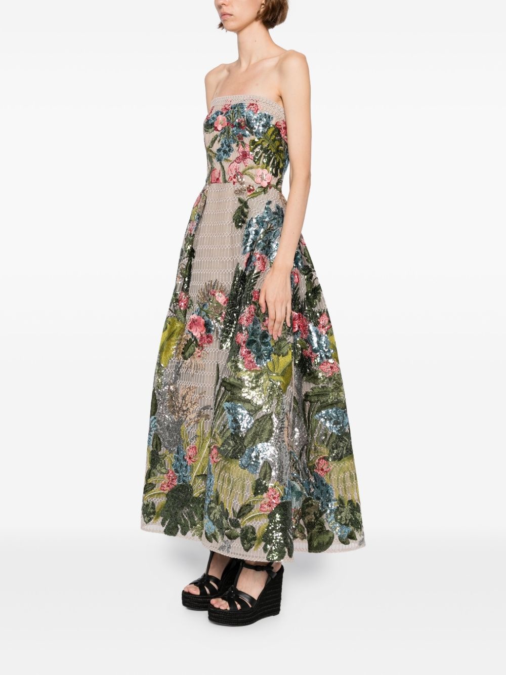 embroidered tulle midi dress - 3