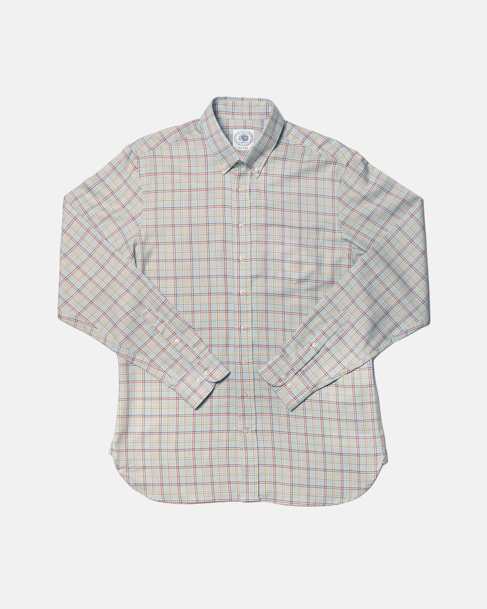 MADE-IN-USA LIGHT BLUE WINDOWPANE SPORT SHIRT - 1