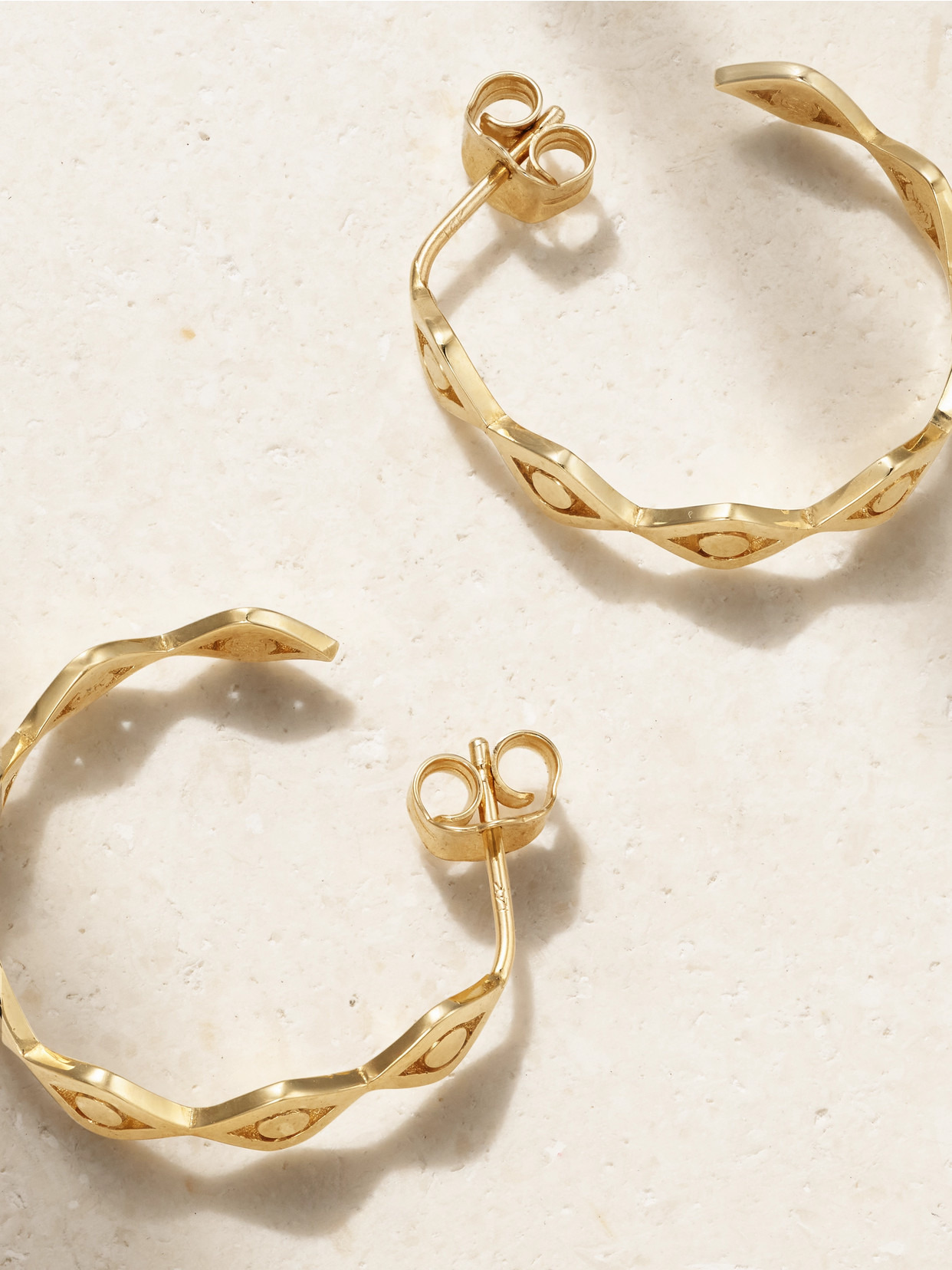 Medium Evil Eye 14-karat Gold Hoop Earrings - 3