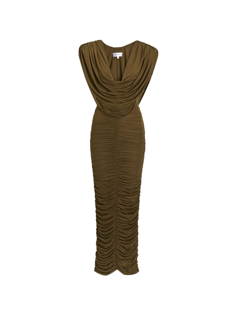 Parish cowl-neck ruched midi dress 1