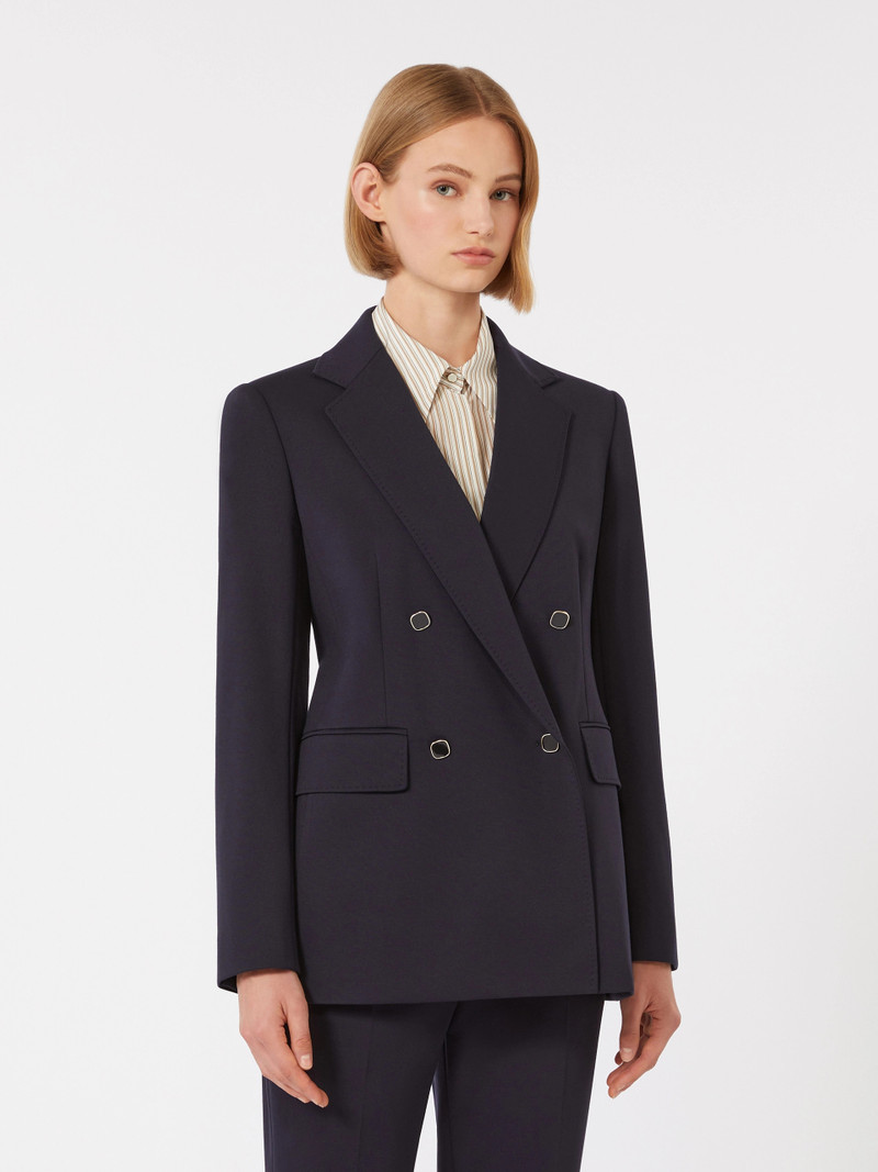 RIVIERA Milano-knit double-breasted jersey blazer - NAVY 3
