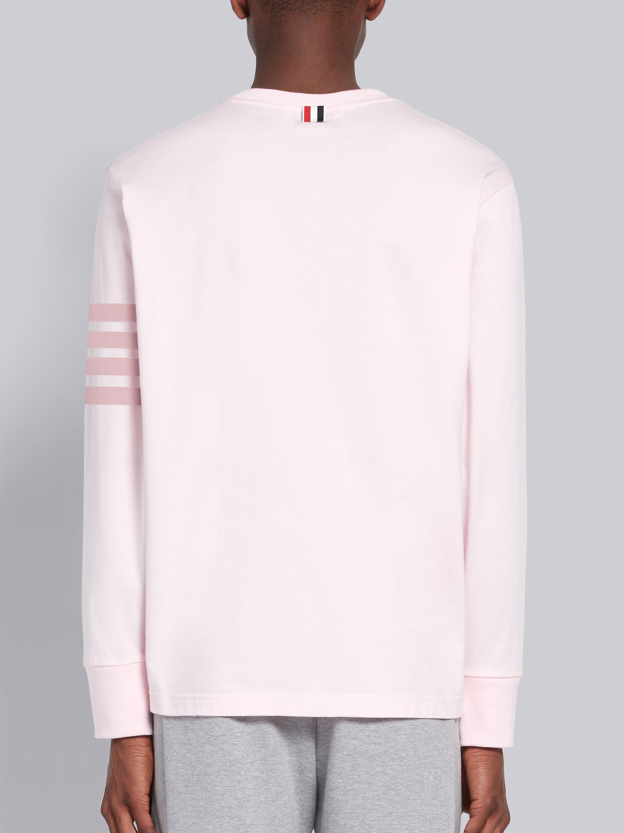 Light Pink Cotton Jersey Long Sleeve Tonal 4-Bar Rugby T-shirt - 3