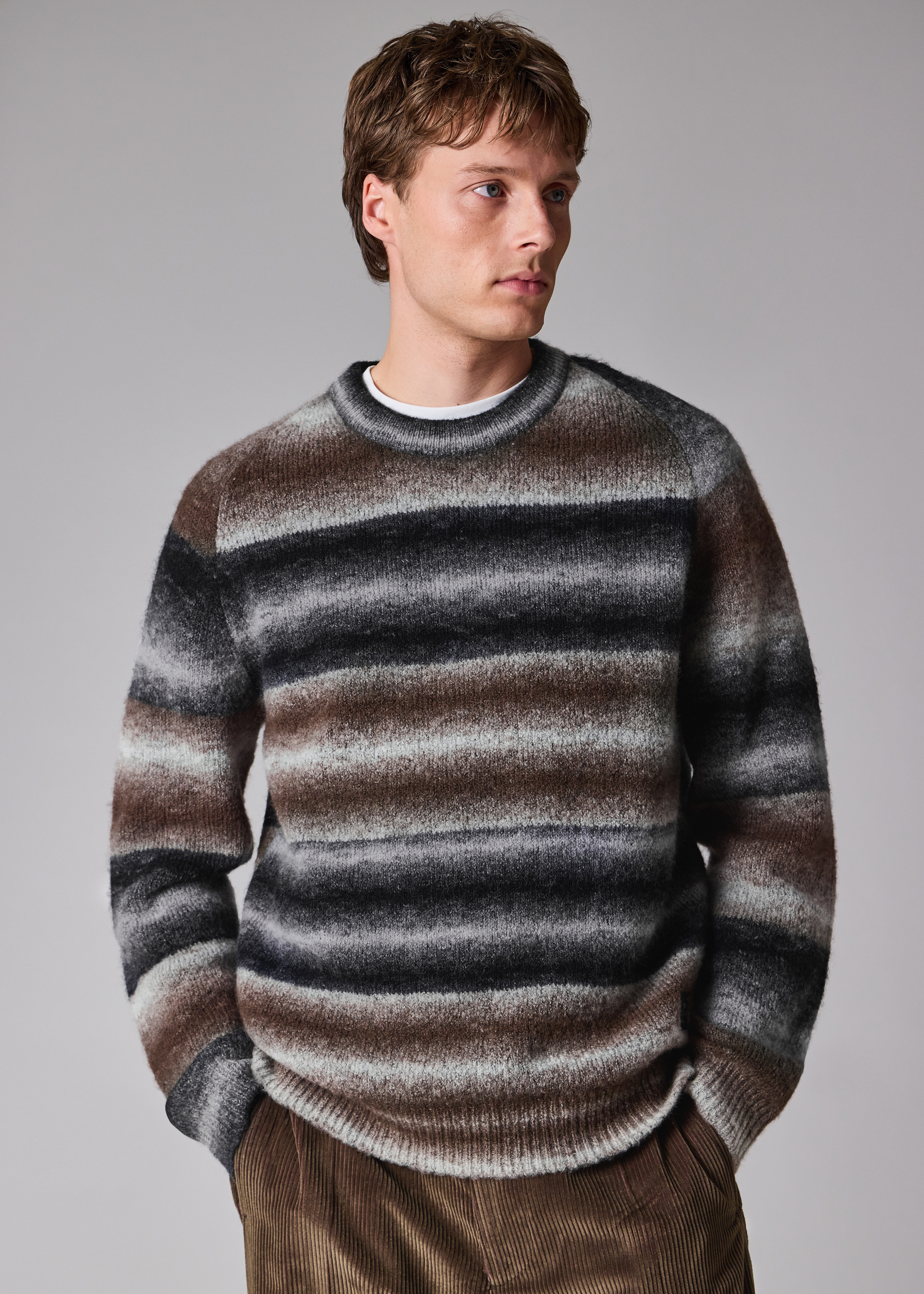 Brown and Black Faded Stripe Sweater - 9