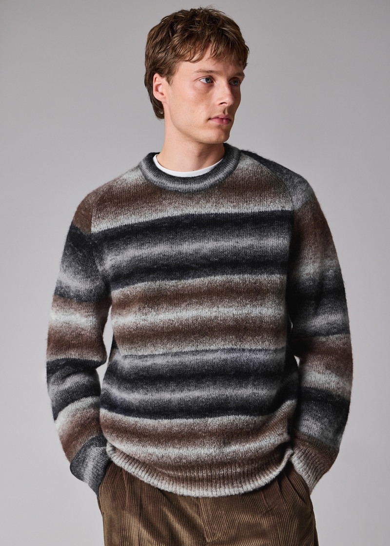 Brown and Black Faded Stripe Sweater 9