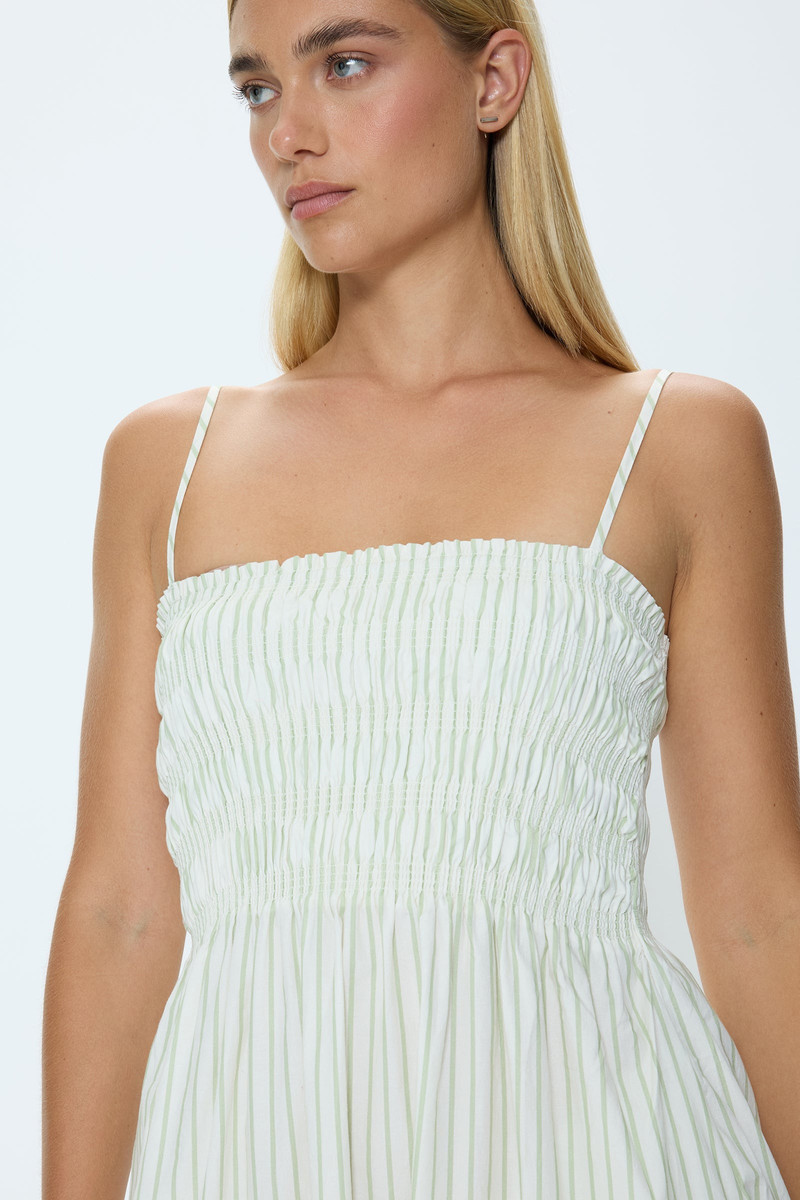 PISTOLA BIANCA SHIRRED BODICE DRESS - SAGE EGRET STRIPE outlook