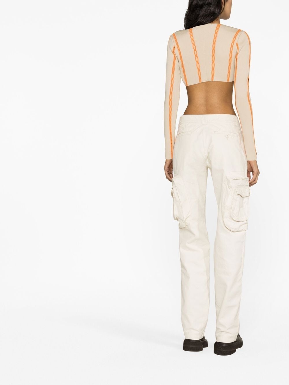 contrast-trim cropped cardigan - 4