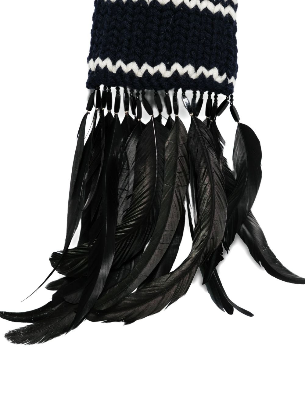 striped feather-trimmed scarf - 3