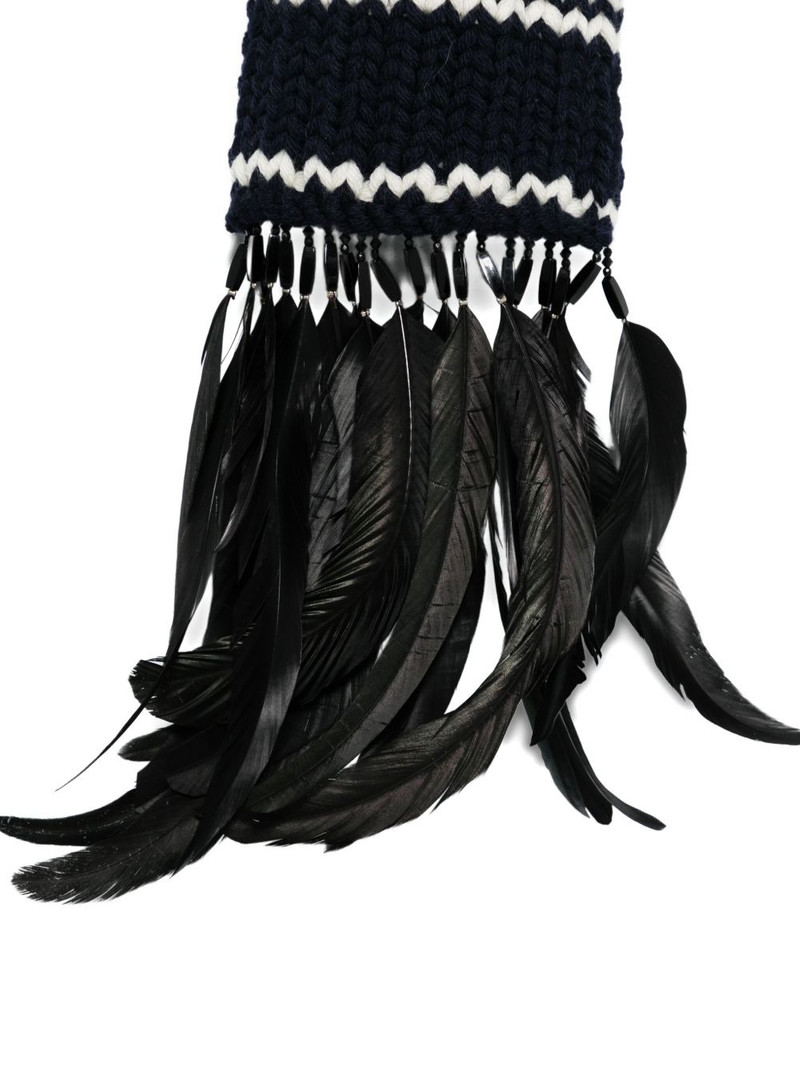 striped feather-trimmed scarf 3