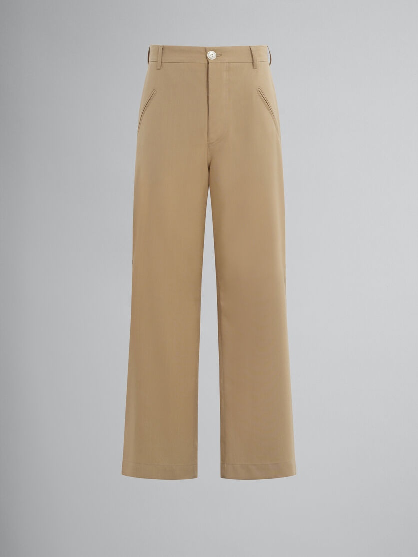 STRAIGHT LEG LIGHT BROWN TROUSERS - 1