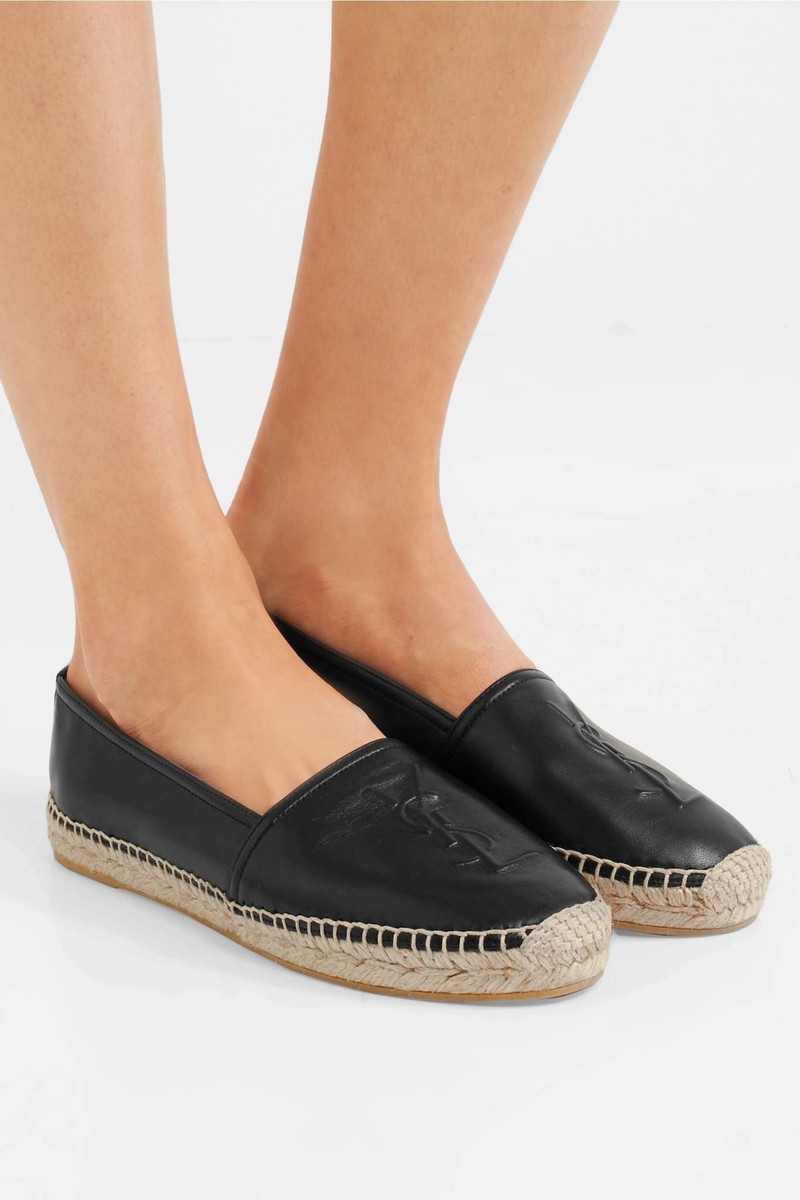 SAINT LAURENT Logo-embossed leather espadrilles outlook