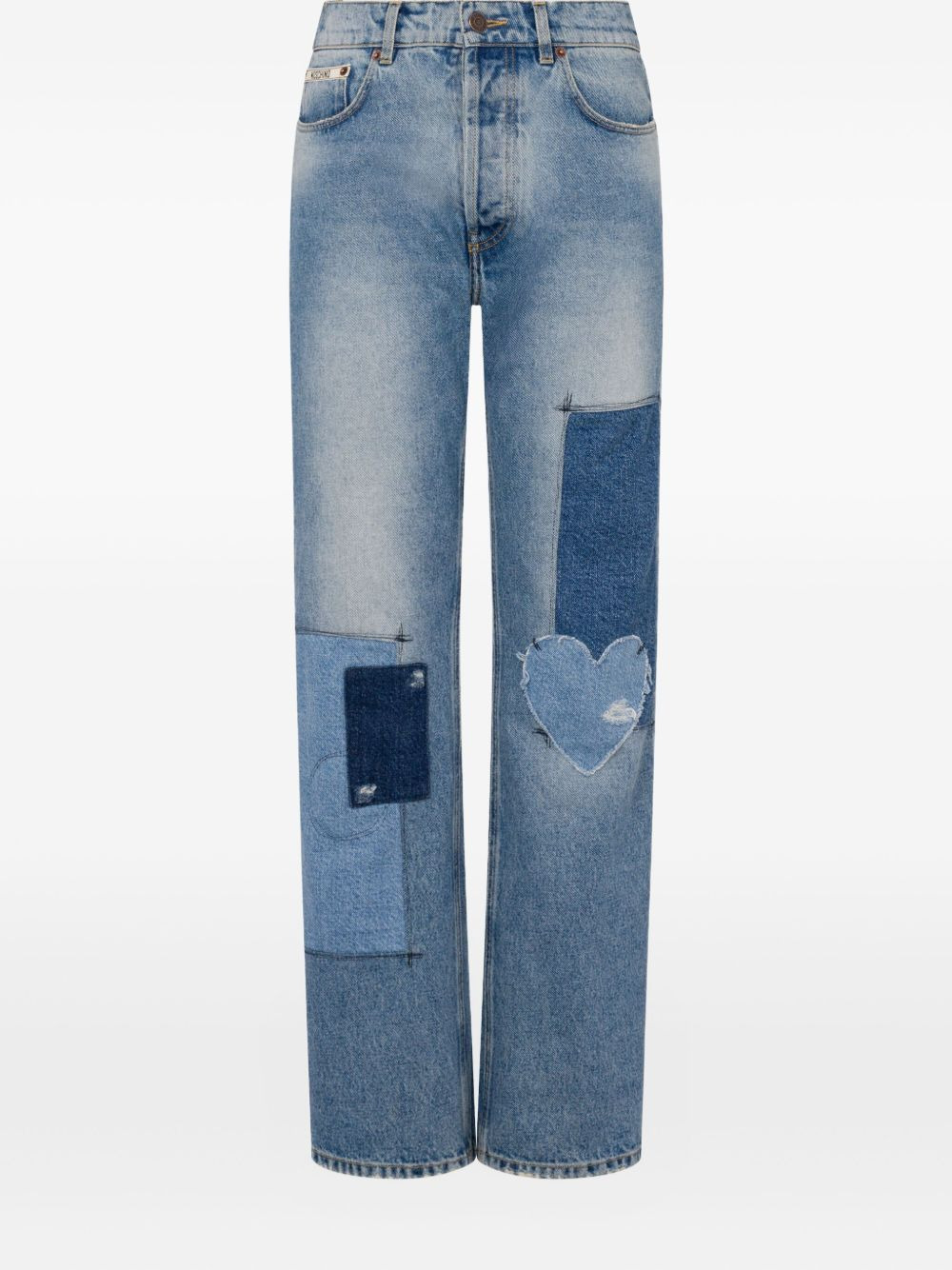 patchwork straight-leg jeans - 3
