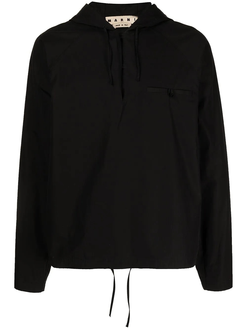 drawstring hem cotton hoodie - 1