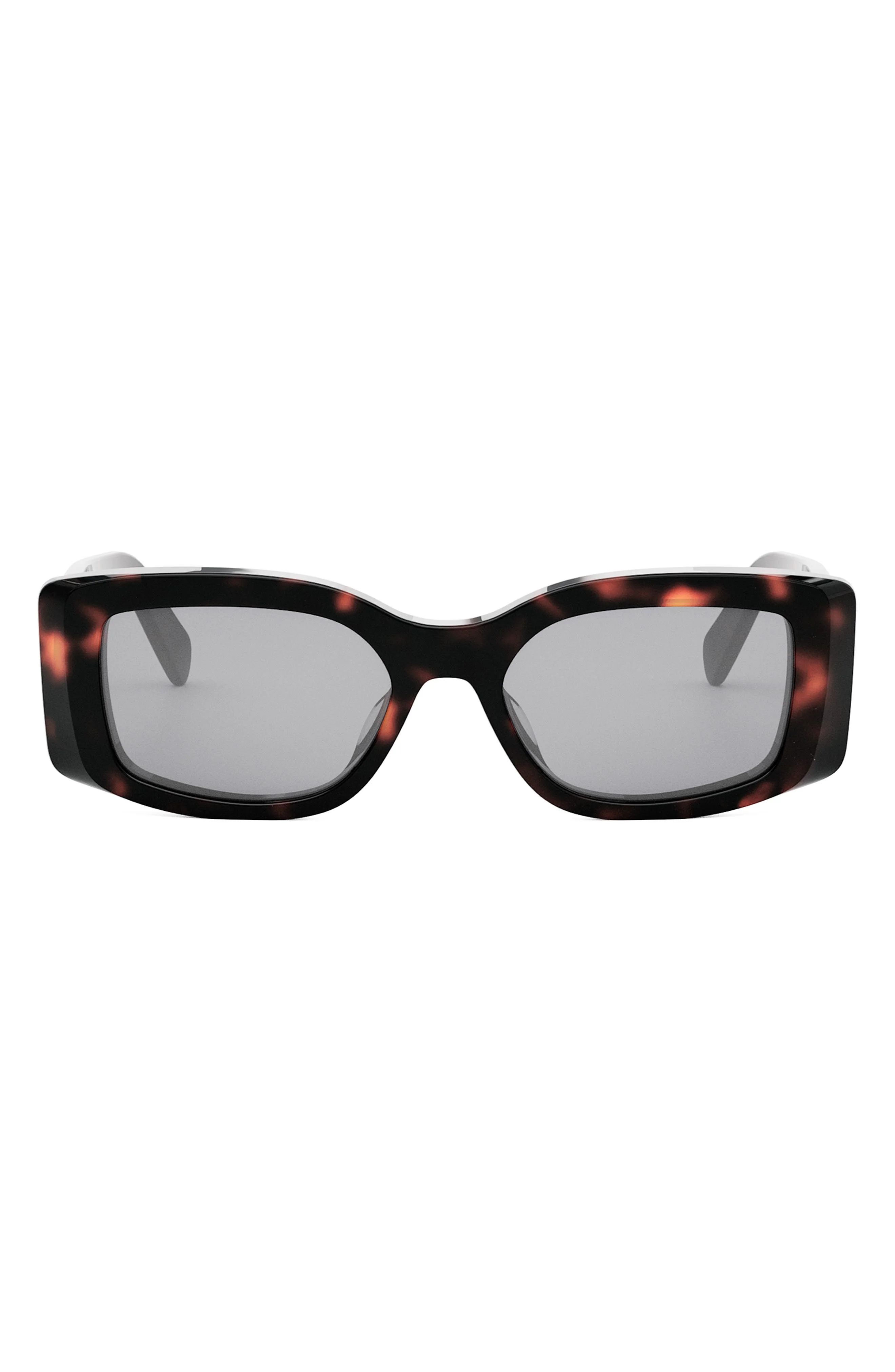 CELINE Triomphe 53mm Rectangular Sunglasses in Dark Havana /Smoke at Nordstrom - 1