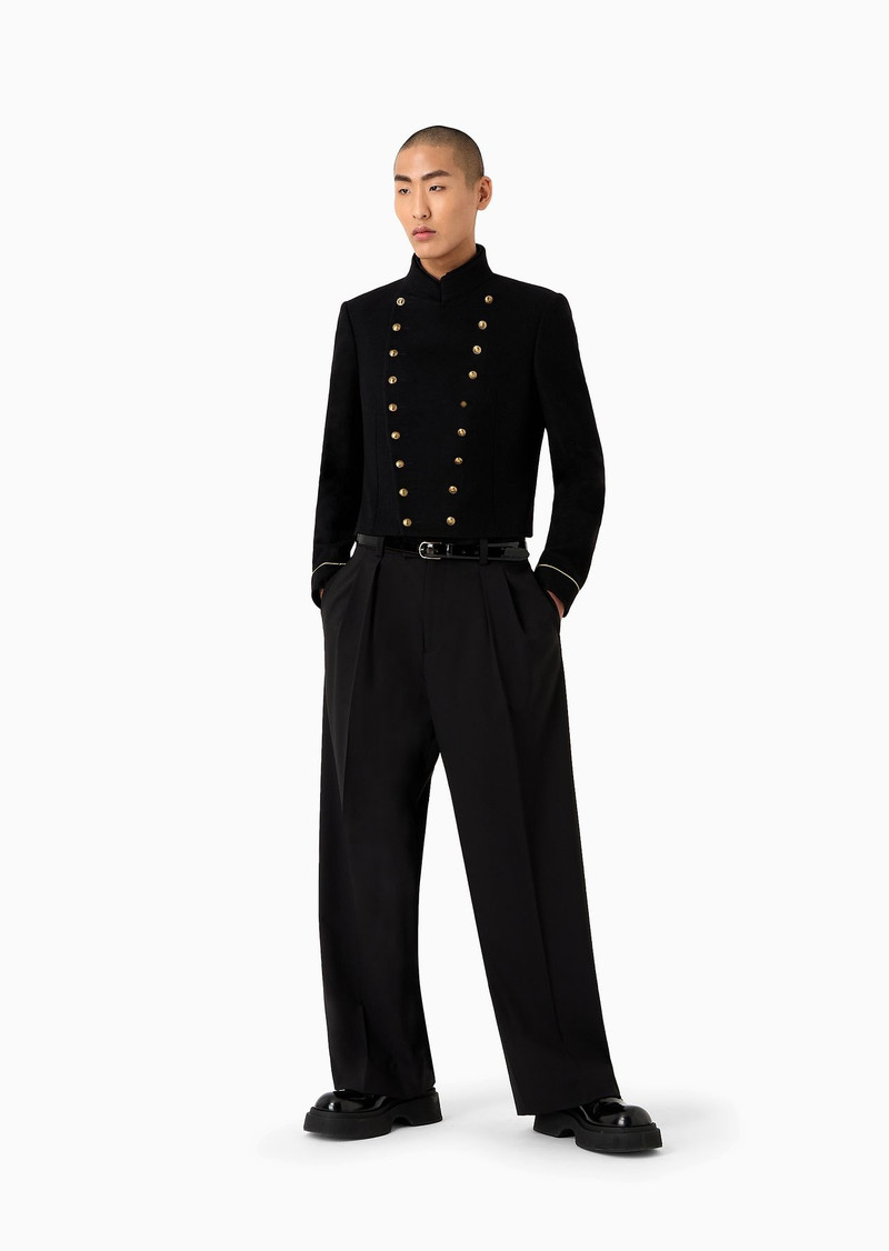 Virgin-wool two-way stretch canvas trousers with darts 4