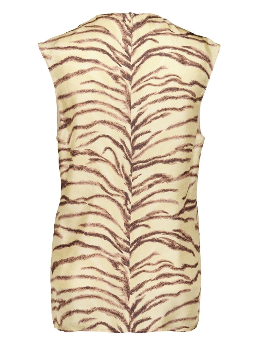 tiger-print silk top - 4