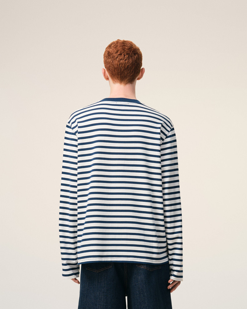 BLUE COTTON LONG SLEEVES MARINIERE AMI DE COEUR T-SHIRT 5