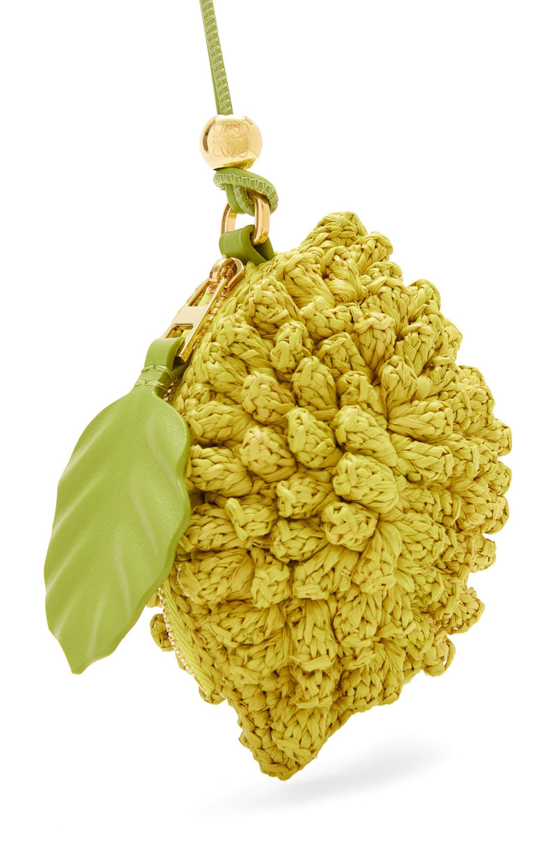 Lemon coin case in raffia and classic calfskin 3