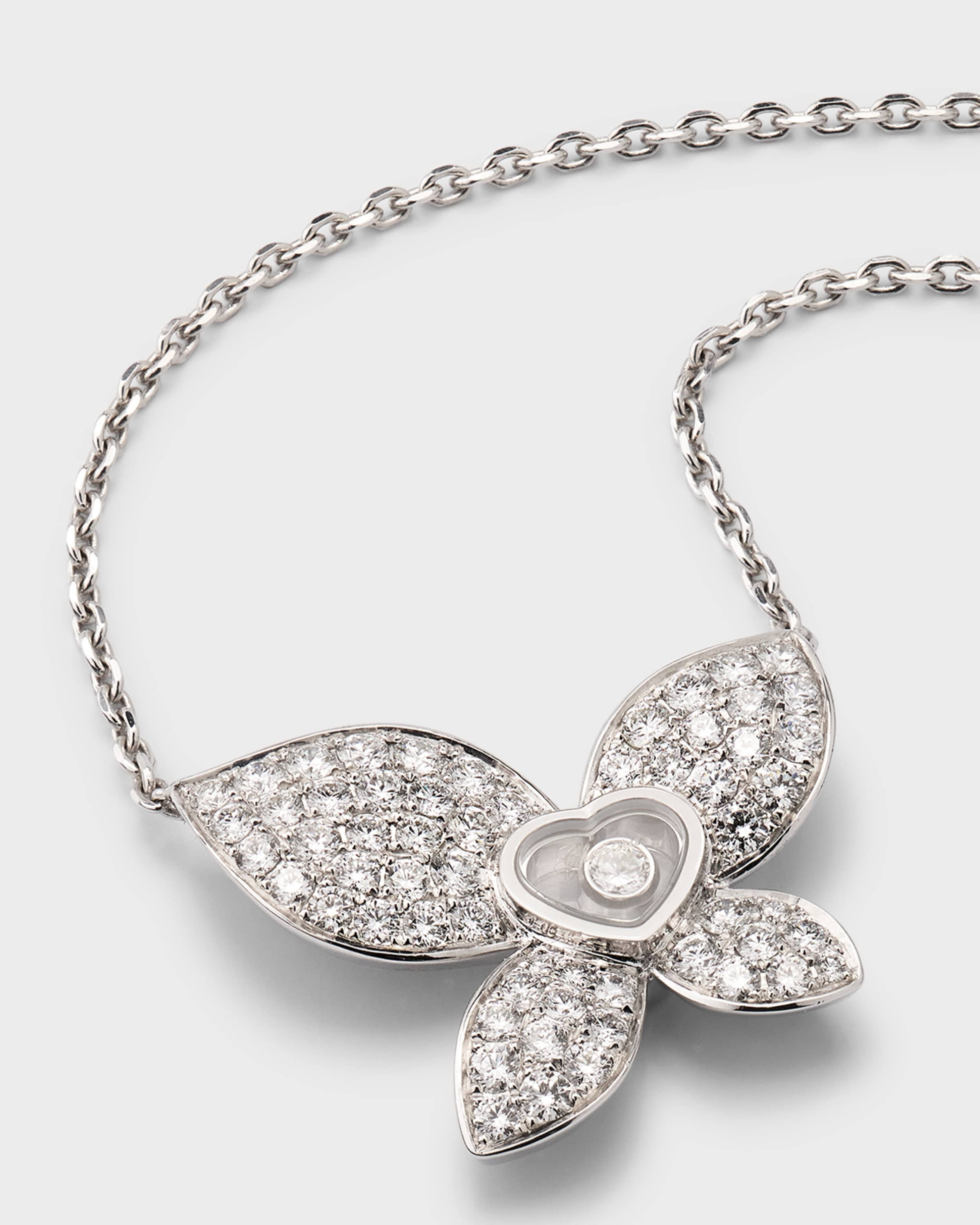 Happy Butterfly 18K White Gold Diamond Pendant Necklace - 4
