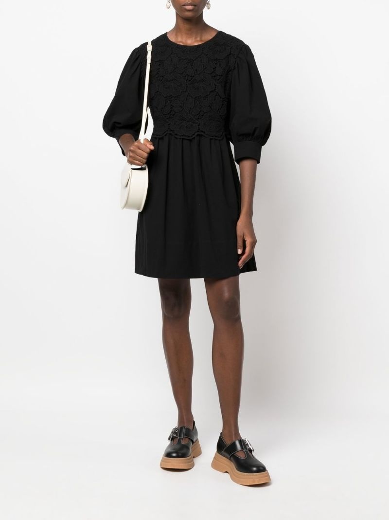 lace embroidered shift dress - 2