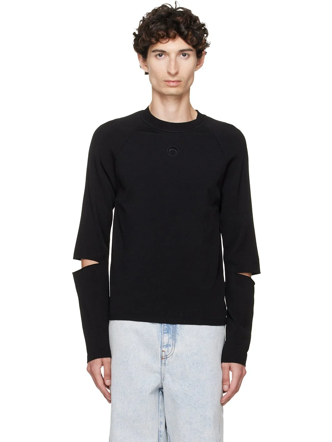 Black Moon Logo Knit Slit Sweater - 1