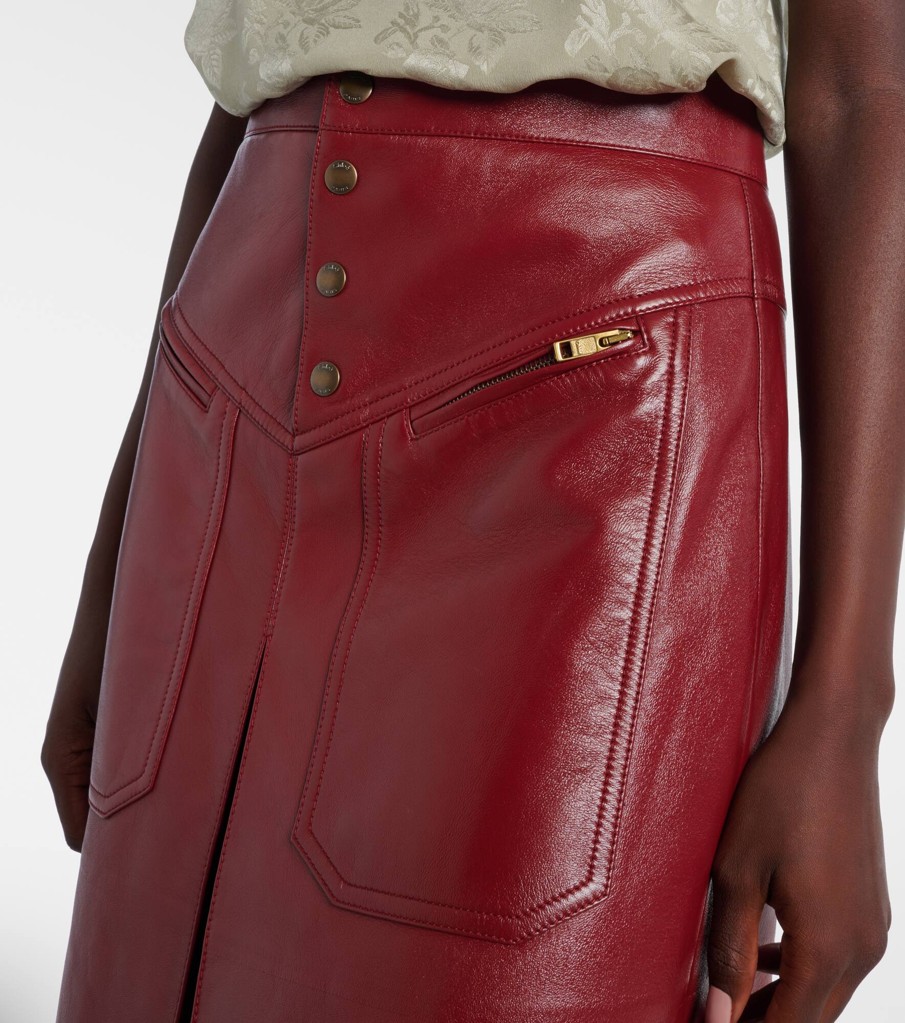 Leather midi skirt - 4