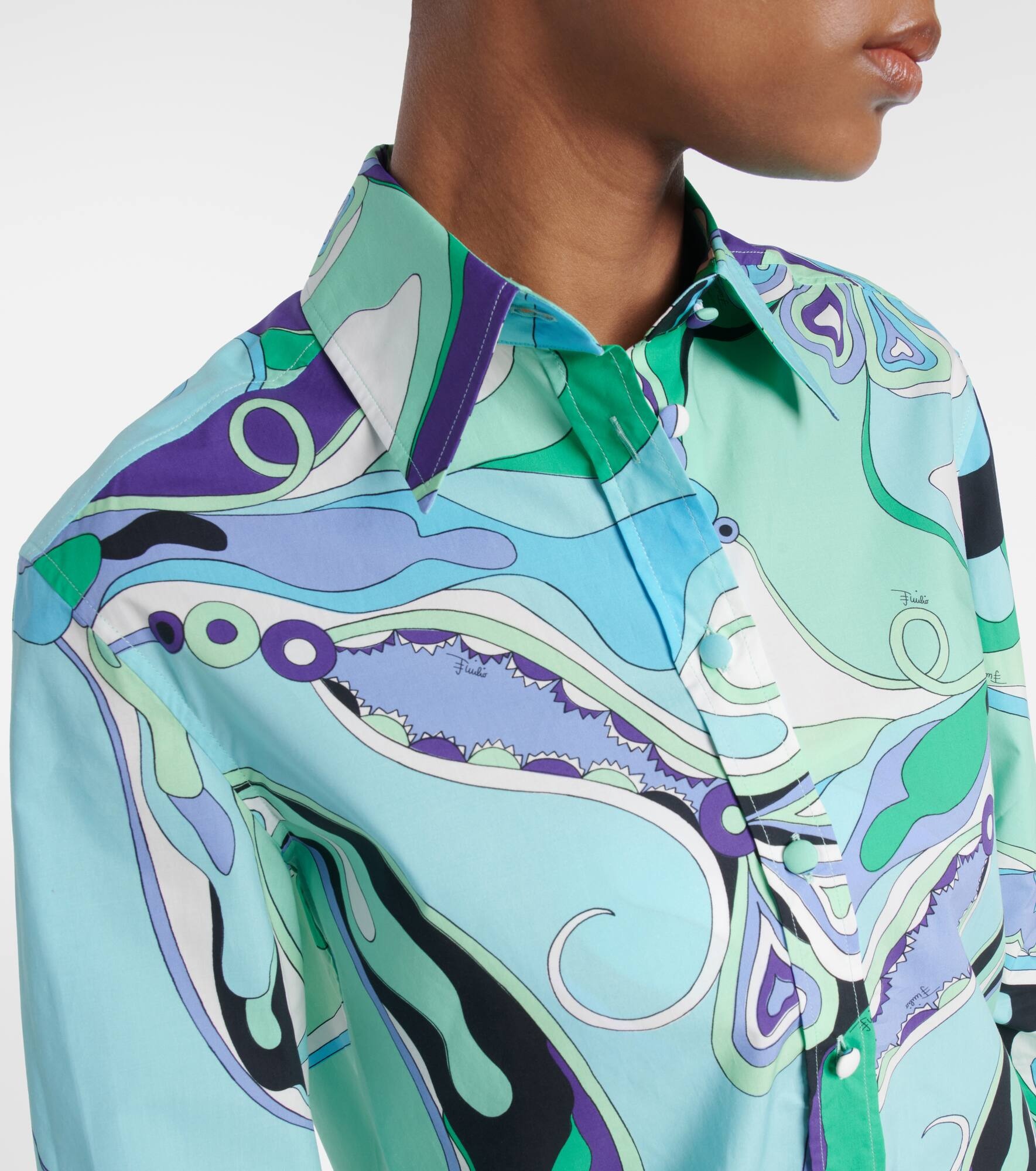 Orchidee printed cotton shirt - 4
