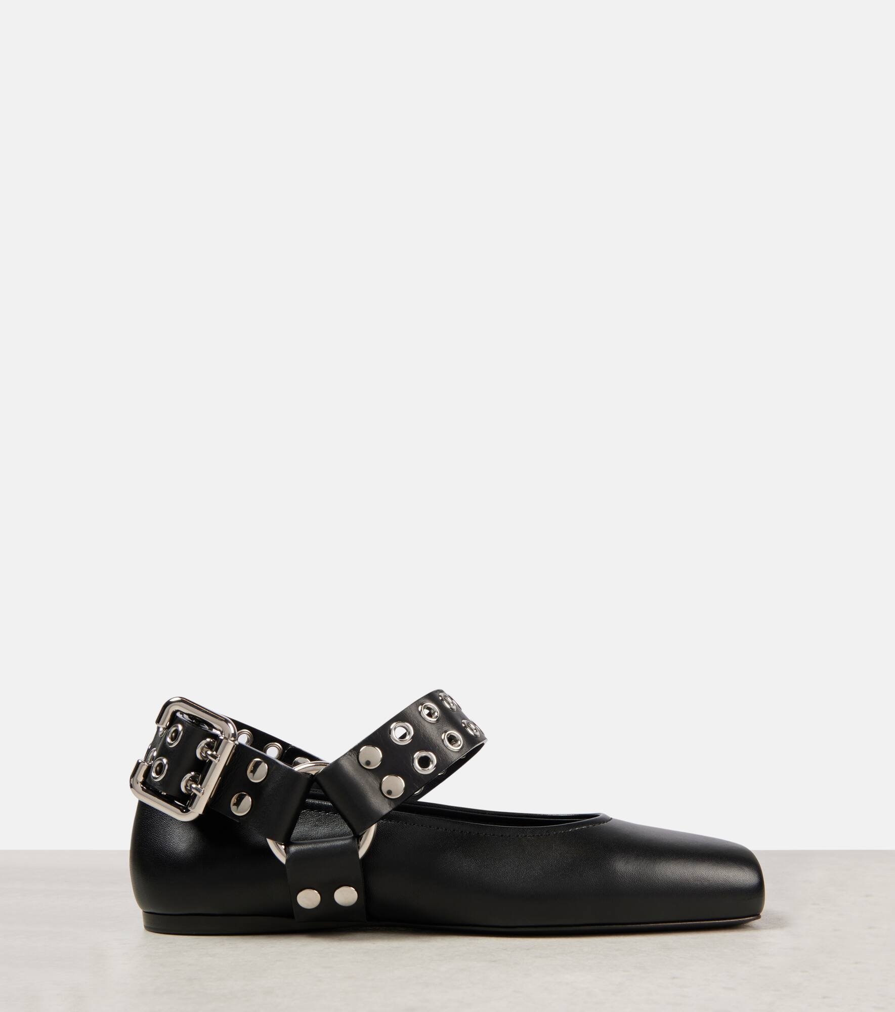 Studded leather Mary Jane flats - 5
