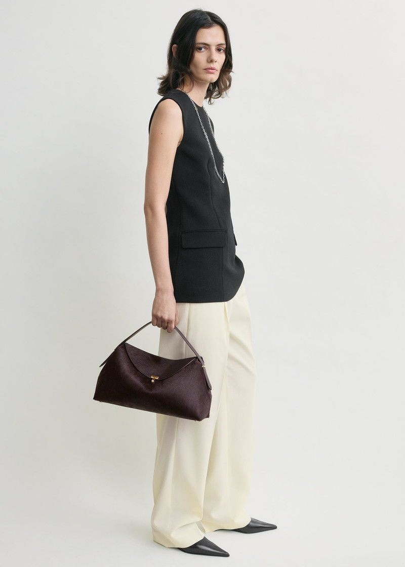 TOTEME T-lock pony hair top handle wine outlook