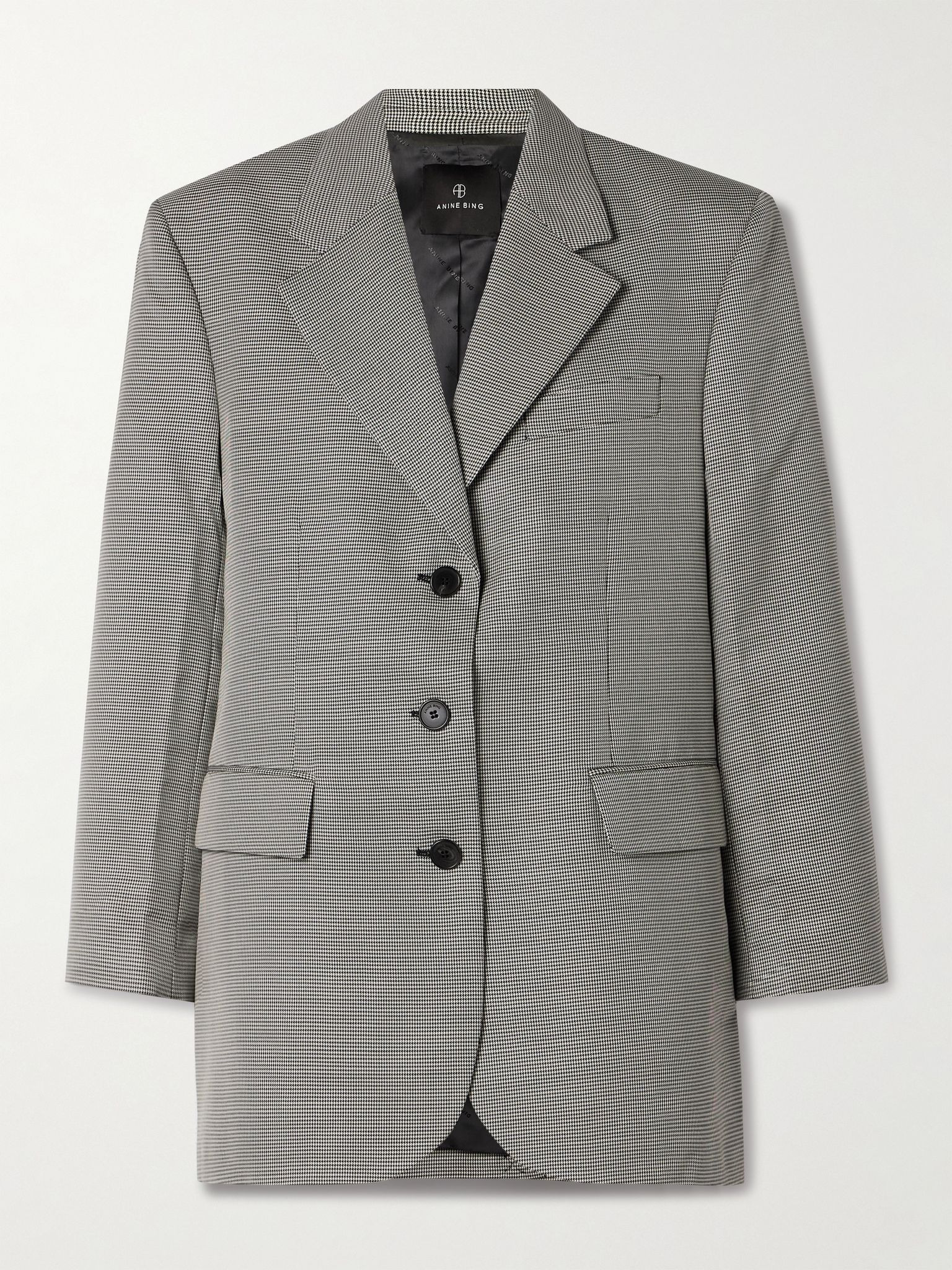 Sara houndstooth wool-blend blazer Black - 1