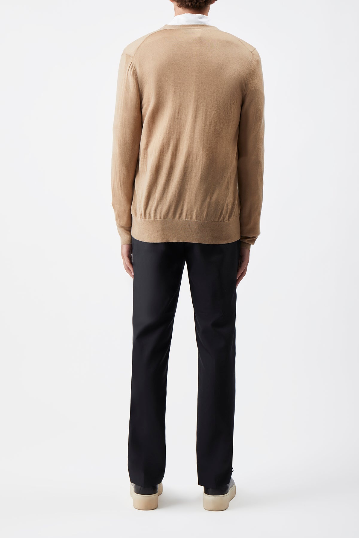 Duke Knit Cardigan in Camel Cashmere - 4